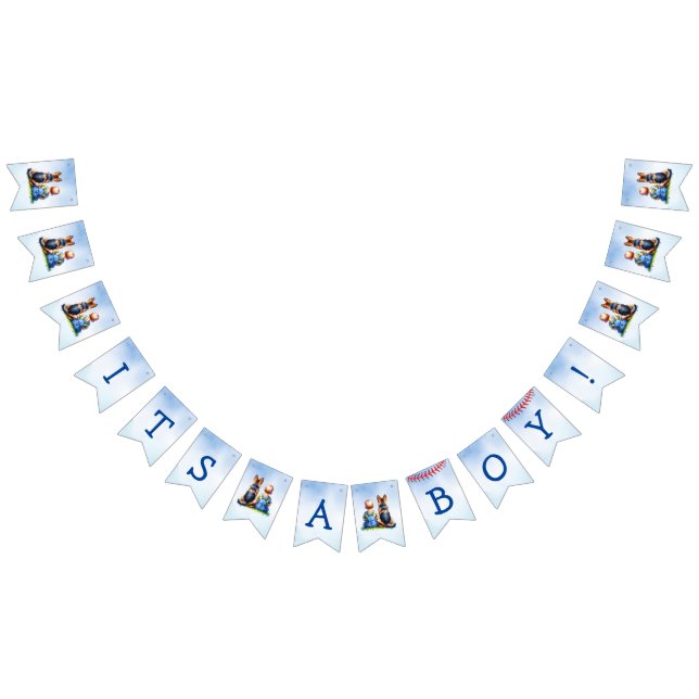 Bannière À Fanions Baby shower de bébé et berger allemand (Tout)