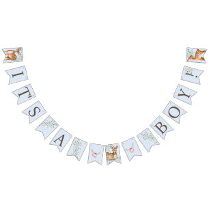 Bannière À Fanions Baby shower de cerfs de bois