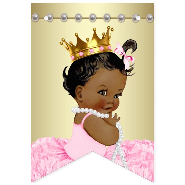 Bannière À Fanions Baby shower des perles afro-américaines Ballerina  (Premier drapeau)