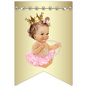 Bannière À Fanions Baby shower des perles de la Ballerina rose et or