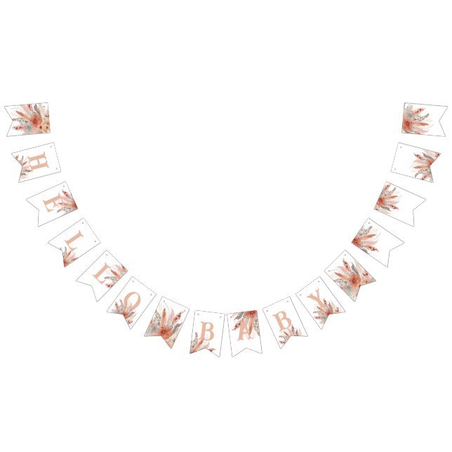 Bannière À Fanions baby shower d'herbe bohoPampas (Tout)