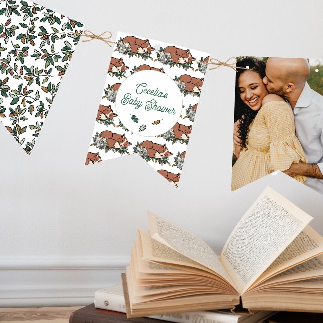 Bannière À Fanions Baby shower du livre d'histoire de Woodland Photo (Woodland Photo Baby Shower Bunting)