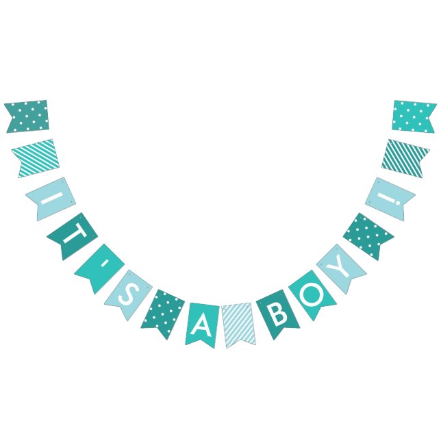 Bannière À Fanions Baby shower garçon C'est un garçon bleu turquoise (Tout)