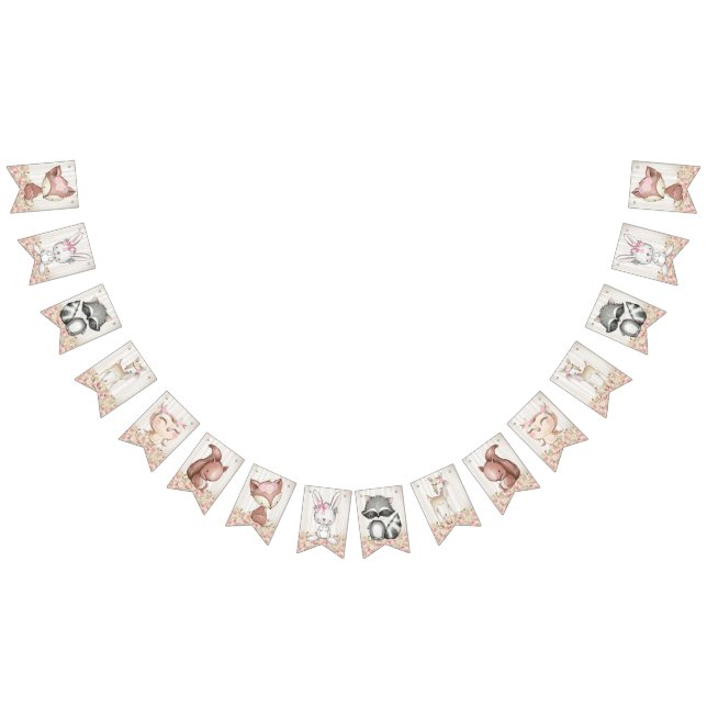 Bannière À Fanions Baby shower Girl Woodland (Tout)