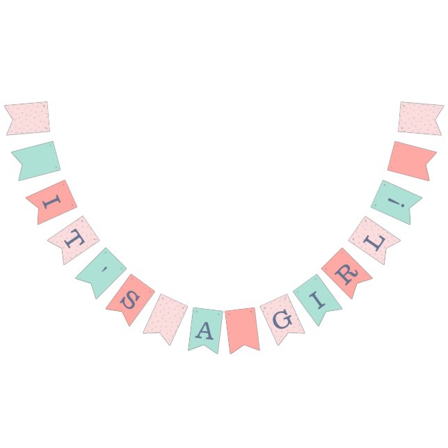 Bannière À Fanions Baby shower rose et marine (Tout)