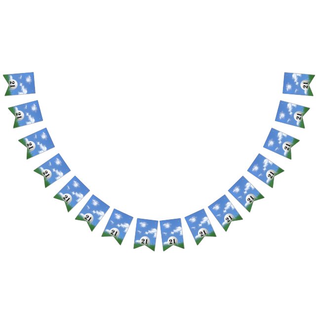 Bannière À Fanions balle de golf dans l'herbe pour 21e anniversaire d (Tout)