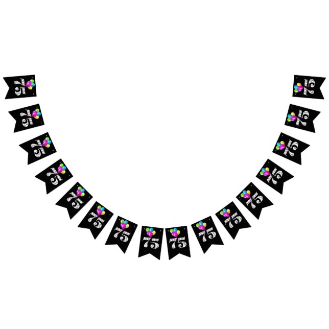 Bannière À Fanions Ballons de fête du 75e anniversaire (Tout)