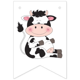 Bannière À Fanions Bande dessinée mignonne de vache à bébé
