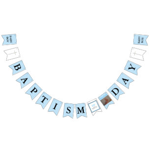 Bannière À Fanions Baptême Croix Bleu Black Boy Photo