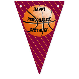 Bannière À Fanions Basket-ball personnalisé Joyeux anniversaire