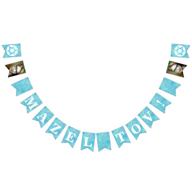 Bannière À Fanions Bat Mitzvah Blue Opal Félicitations Facultative Ph (Tout)