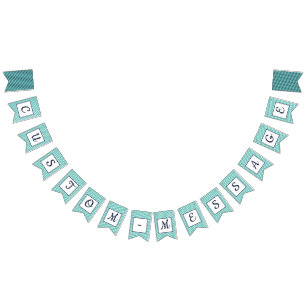 Bannière À Fanions Batterie de Preppy Turquoise et marine
