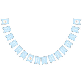 Bannière À Fanions Bébé Eléphant Bleu Anniversaire