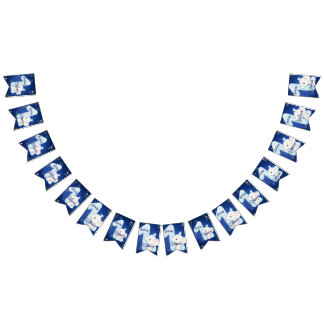 Bannière À Fanions Bébé éléphant mignon premier anniversaire