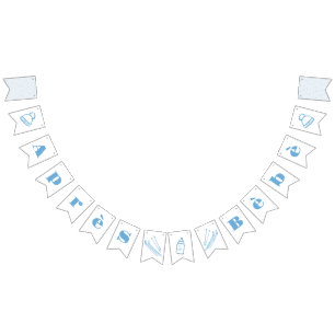 Bannière À Fanions Bébé Garçon Après Bébé Main Levée Bleue Baby Showe