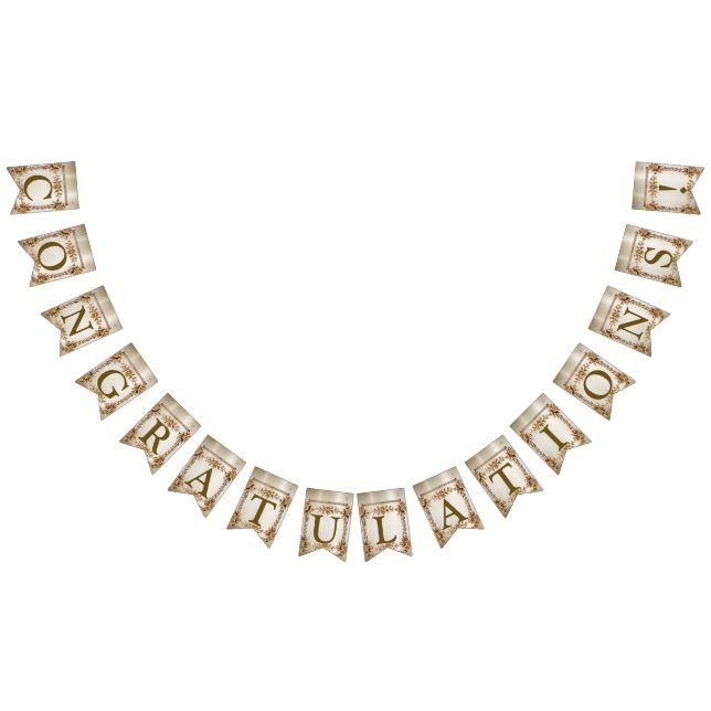 Bannière À Fanions Bienvenue Gold Ornate Rectangle Dimond Fleurs (Tout)