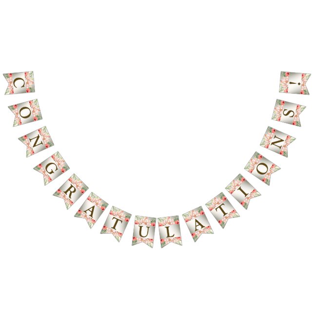 Bannière À Fanions Bienvenue Soirée Mariage Pêche Orange Floral Rusti (Tout)
