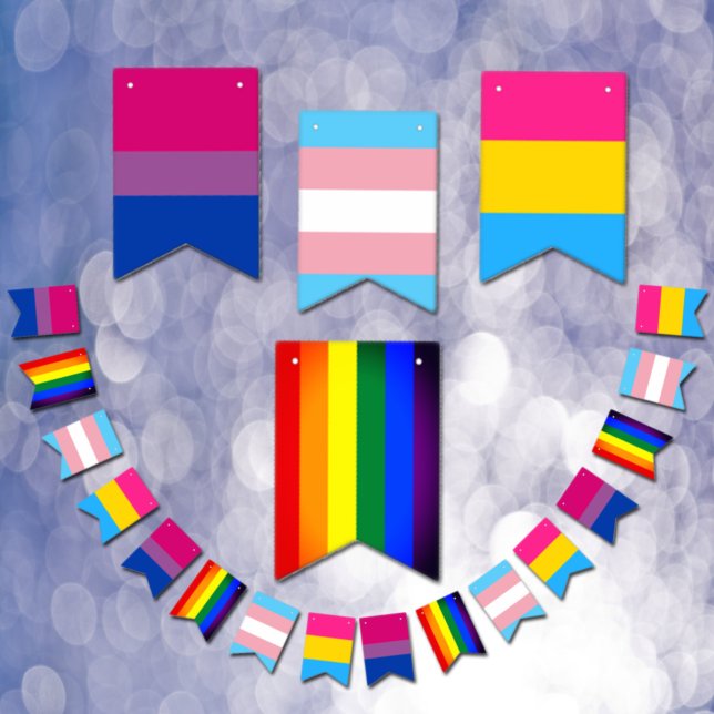 Bannière À Fanions Bisexuel, Transgenre, Pansexuel et Arc-en-ciel (Créateur téléchargé)