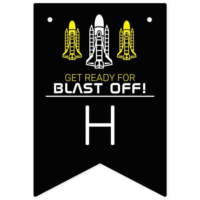 Bannière À Fanions Blast Off ! Navettes spatiales, Anniversaire (Deuxième drapeau)