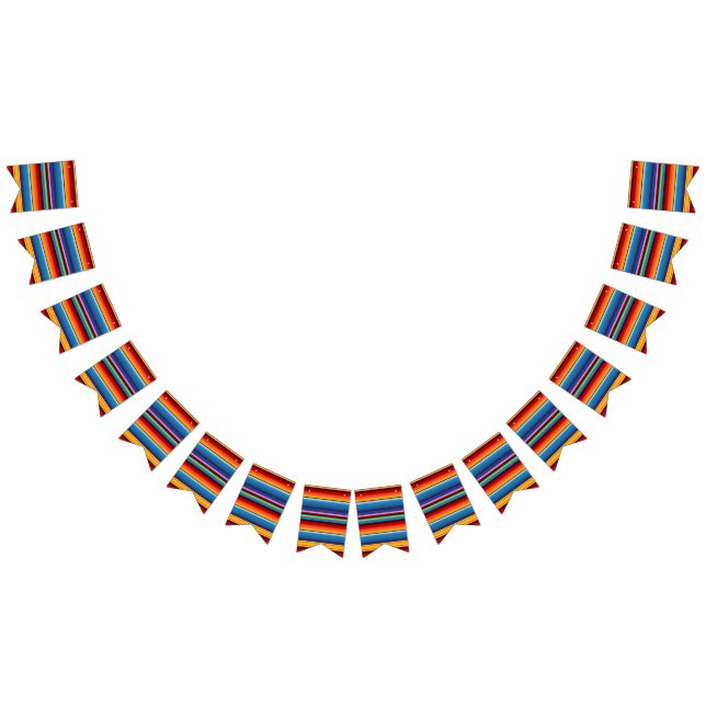 Bannière À Fanions Blue Gold Red Sarape mexicaine (Tout)