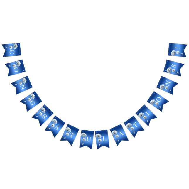 Bannière À Fanions Blue Watercolor Flowers Bunting Flag (Tout)
