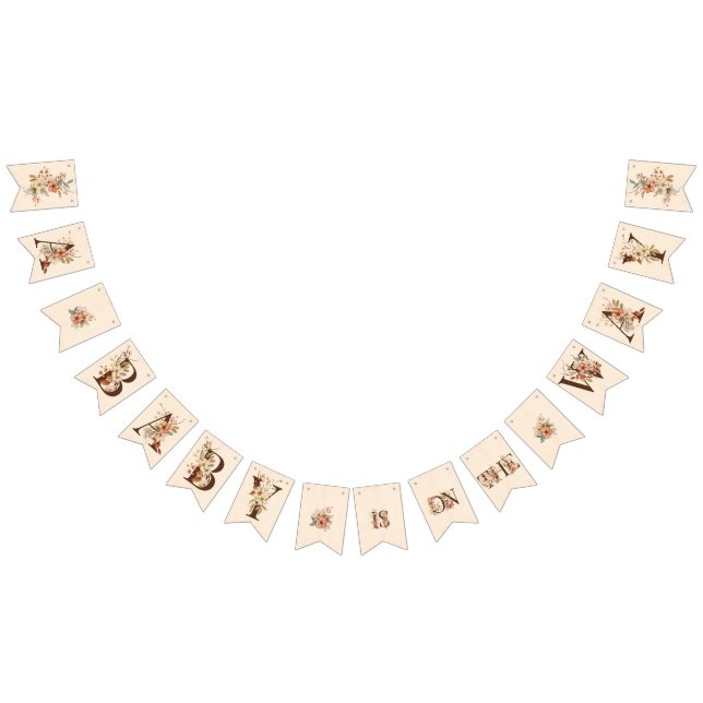 Bannière À Fanions Boho Floral sur Baby shower d'ivoire texturé (Tout)