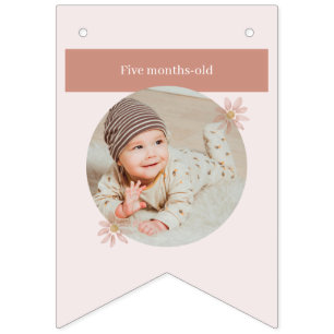 Bannière À Fanions Boho Pink Daisy Joyeux Anniversaire Photo Jalon