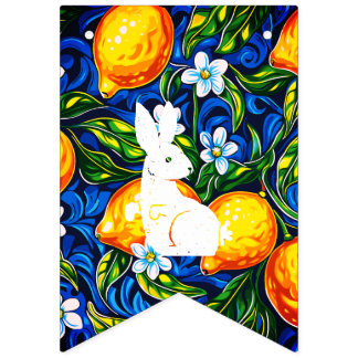 Bannière À Fanions Bold White Bunny and Citrus Easter Bunting Banner