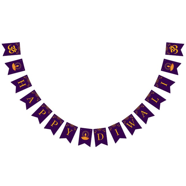 Bannière À Fanions Bonne fête Diwali violet violet (Tout)