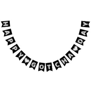 Bannière À Fanions Bonne Gotcha Day Silver Foil Ballons