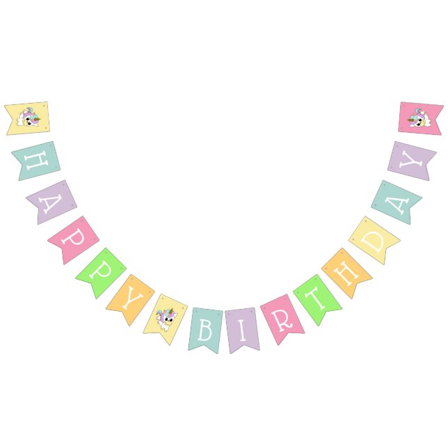 Bannière À Fanions Bonne licorne d'anniversaire (Tout)