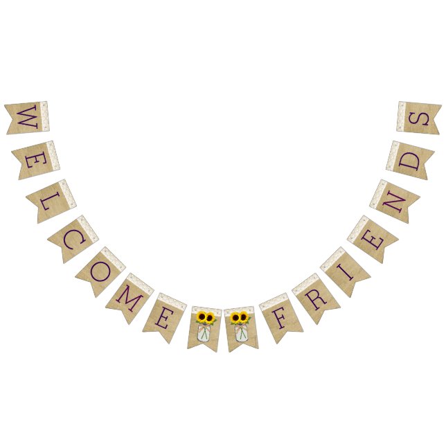 Bannière À Fanions Brûlons et dentelle avec des tournesols à Mason Ja (Tout)