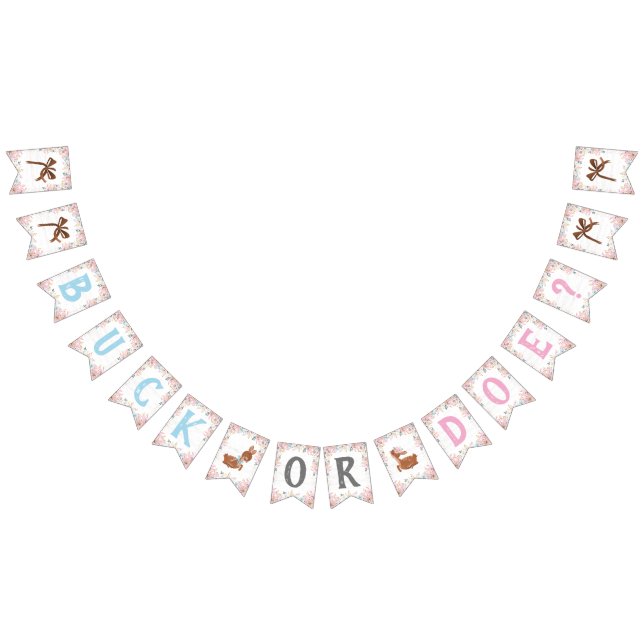 Bannière À Fanions Buck ou Doe ? Révélation du baby shower (Tout)