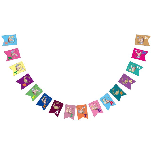Bannière À Fanions Bunny célèbre la fête de Pâques (Tout)