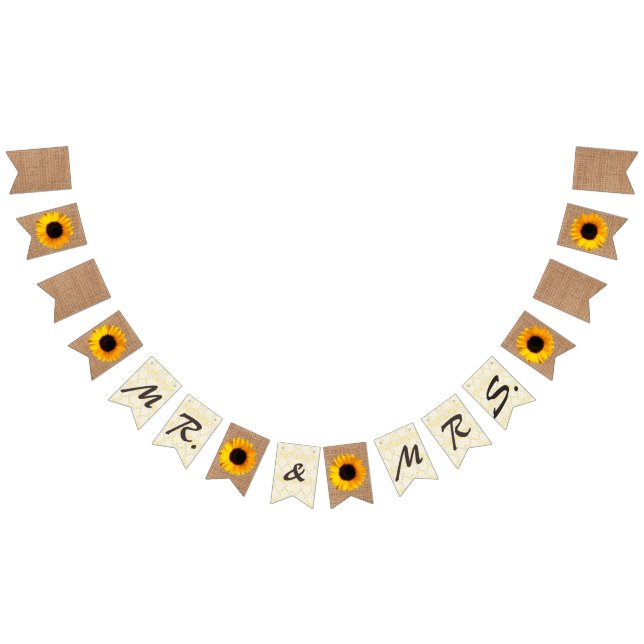 Bannière À Fanions Burlap et Sunflowers Mariage Bunting (Tout)