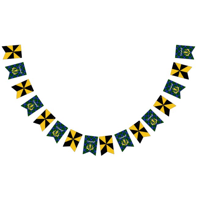 Bannière À Fanions Campbell Armoiries Shield & Tartan (Tout)