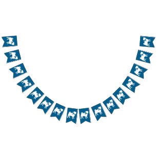 Bannière À Fanions Carlin Chien Baby shower Garçon Bleu avec Bow