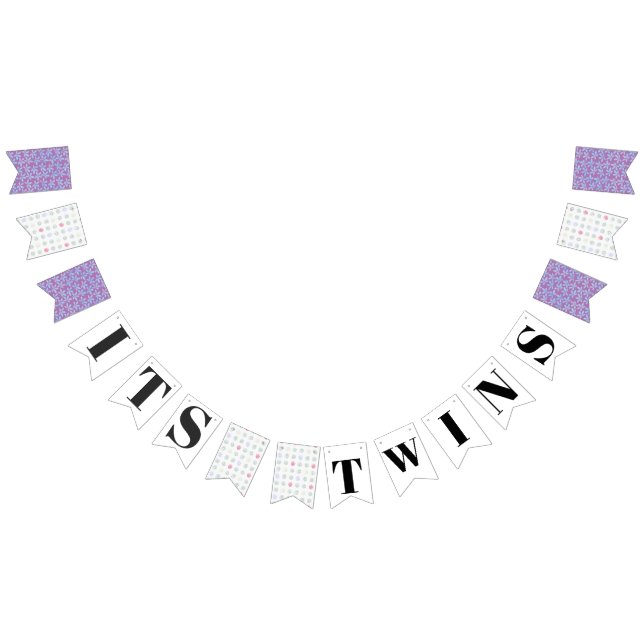 Bannière À Fanions C'est Twins Lavender Polk Baby shower Bunting Flag (Tout)