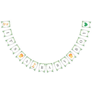 Bannière À Fanions C'est un Baby shower Safari Baby Boy Green Jungle