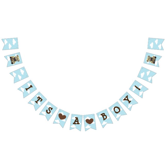Bannière À Fanions C'est un garçon Blue Nuages Teddy Bear Baby shower (Tout)