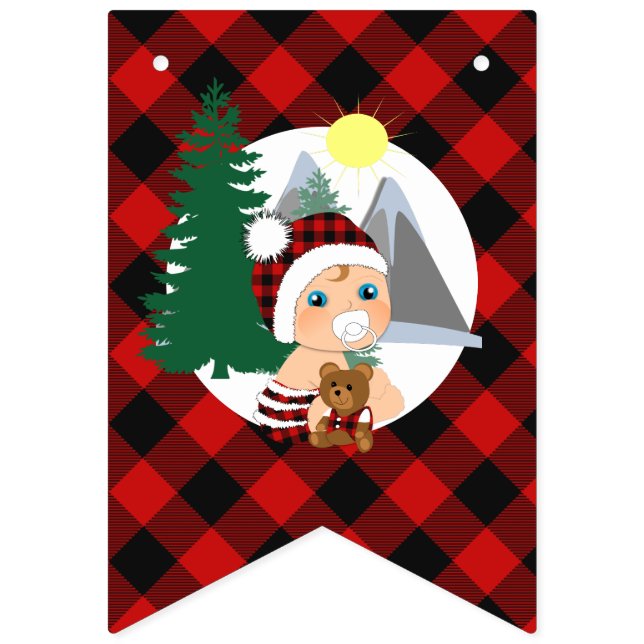 Bannière À Fanions C'est un garçon de bûcheron Plaid Baby shower mign (Premier drapeau)