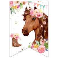 Cheval Joyeux Anniversaire Fille Rose Selle Floral