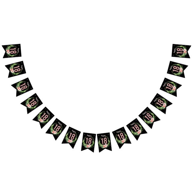 Bannière À Fanions Chic 18e anniversaire Rose Gold Parties scintillan (Tout)