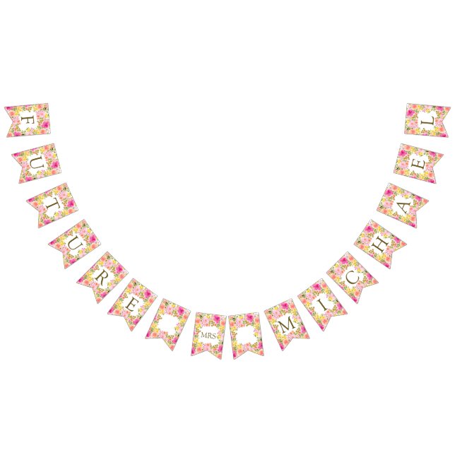 Bannière À Fanions Chic Boho Floral Future Mme Fête des mariées (Tout)
