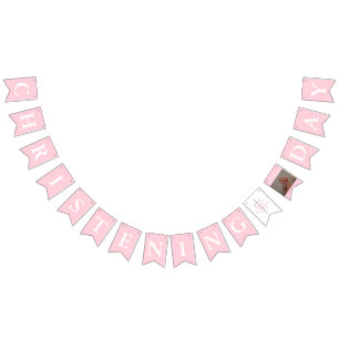 Bannière À Fanions Christening Cross Girl Pink Photo