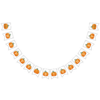 Bannière À Fanions Citrouille orange de chute d'aquarelle
