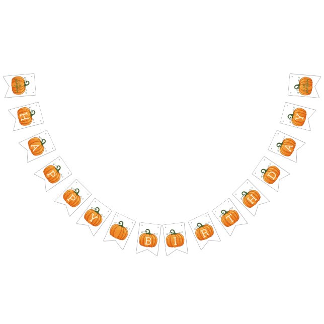 Bannière À Fanions Citrouille orange de chute d'aquarelle (Tout)