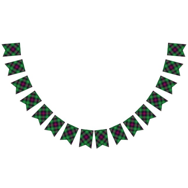 Bannière À Fanions Clan écossais Cunningham Green et Blue Tartan (Tout)