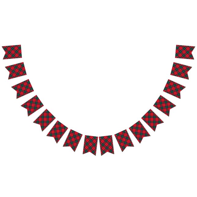Bannière À Fanions Clan écossais tartan rouge et vert de Lindsay (Tout)