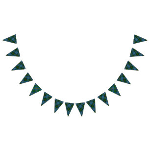 Bannière À Fanions Clan MacLeod de tartan bleu et vert de Harris